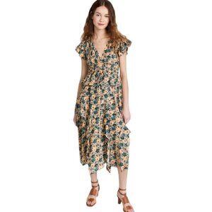 Ulla Johnson 100% Silk Avia Dress Size 16 Begonia Floral Print Spring Summer 22